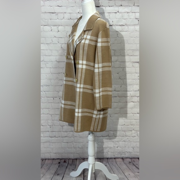 ANNE KLEIN Notched Collar Plaid Sweater Cardigan Size M - Picture 11 of 13